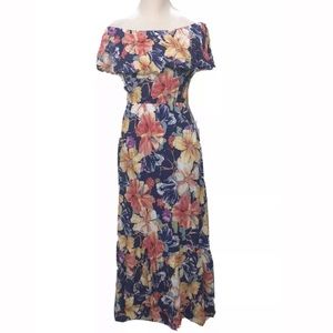 Fashion Nova Shirred Floral Maxi Dress Size S